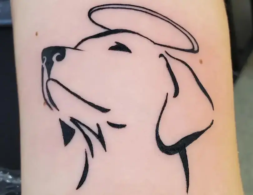 Minimalist dog memorial fine line tattoo